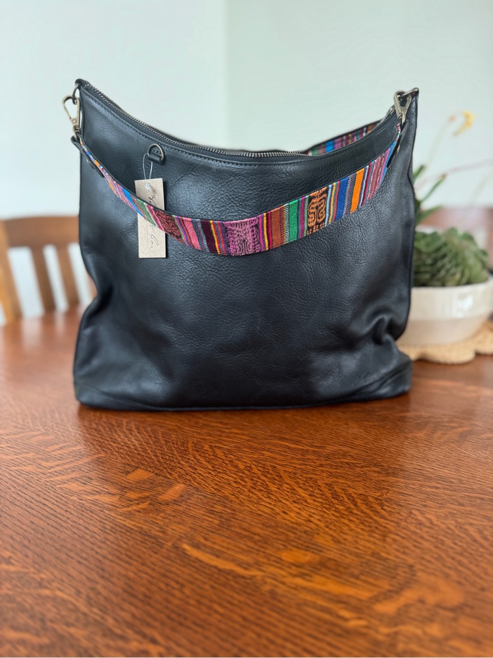 Nena & Co Penelope Black Leather Hobo Bag